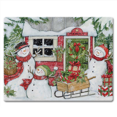 Snowman's Farmhouse Tempered Glass Cutting Board 10" x 8"