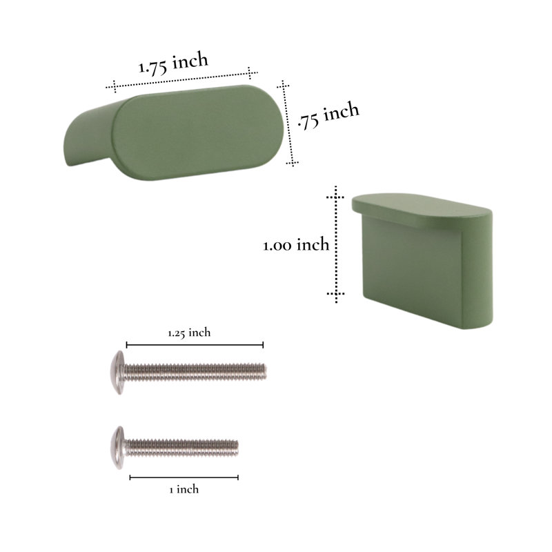 Poignée de meuble ovale moderne Mid-Century ROUS - Poignée de tiroir en aluminium, olive (vert) , Olive (vert)