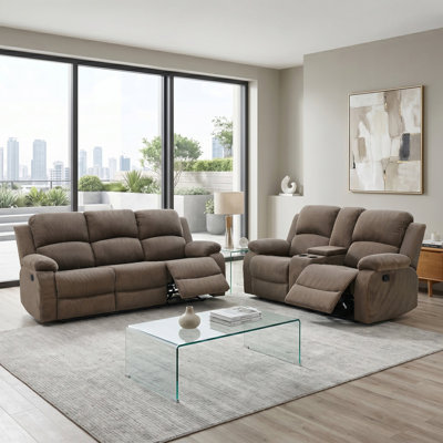Peanut Color  Corduroy  Manual Recling 2-Pieces Living Room Sofa And Loveseat
