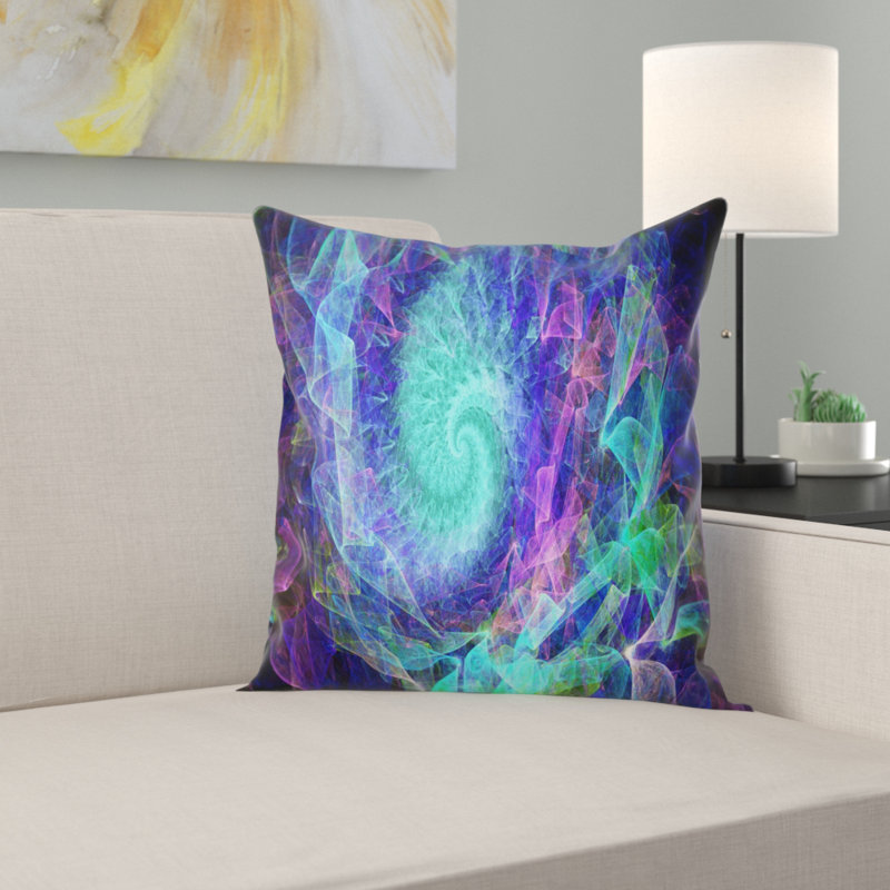 Abstrait abstrait spirale spirale kaléidoscope, 16 po x 16 po, Coussin décoratif