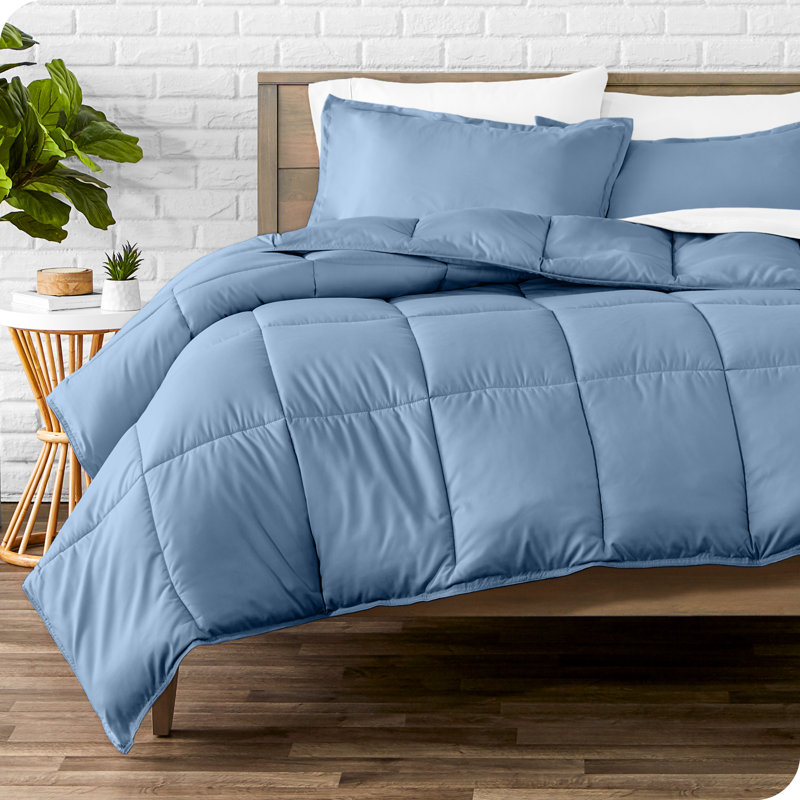 Ensemble d'édredon ultra-doux toutes saisons, Bleu couronne, Édredon pour lit simple + 1 taie décorative stan