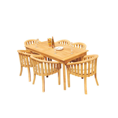 Cimberly 6 - Person Teak Wood Patio Dining Set with Rectangular Table