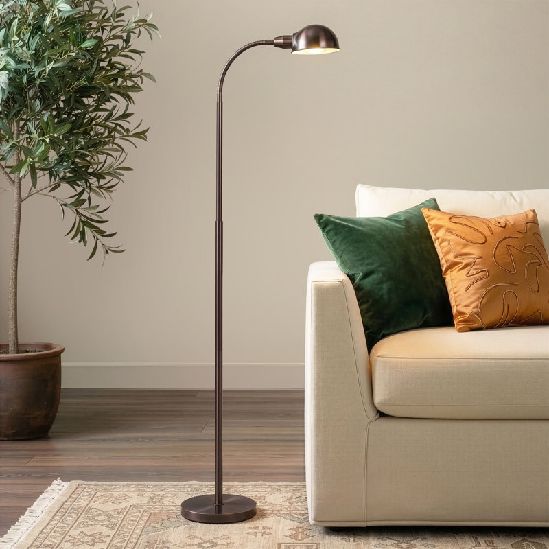 Regent 68" Bronze Industrial Adjustable Gooseneck LED Reading Floor Lamp, Bulb Included