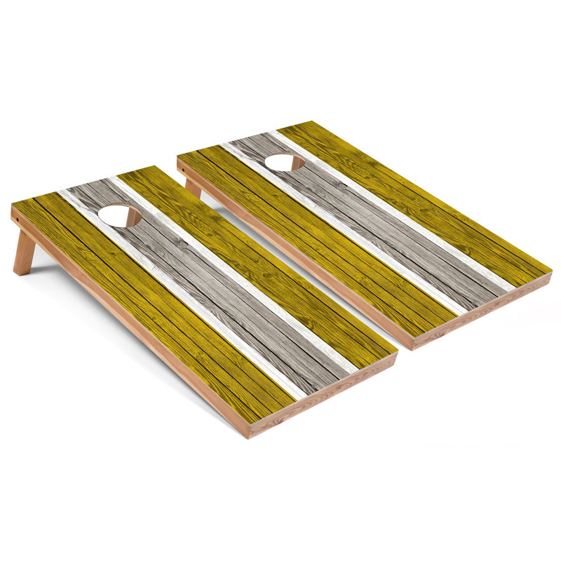 Panneaux de cornhole rayés à thème 2 'x 4' avec lumières DEL, Rayé jaune