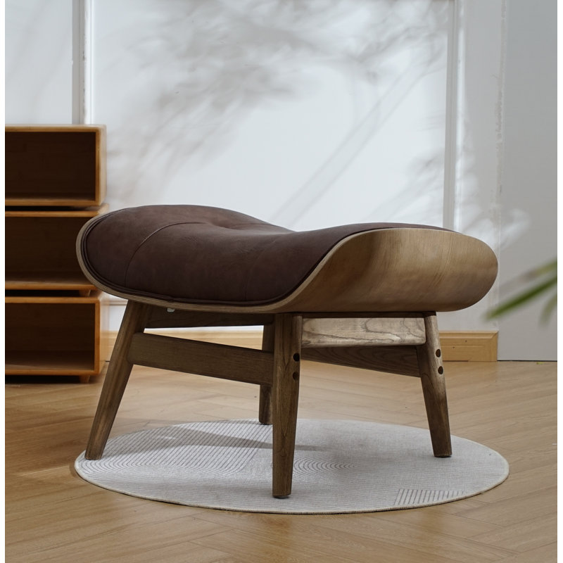 Jeyshan Upholstered Lounge Chair and Ottoman, Dark Brown Faux Leather