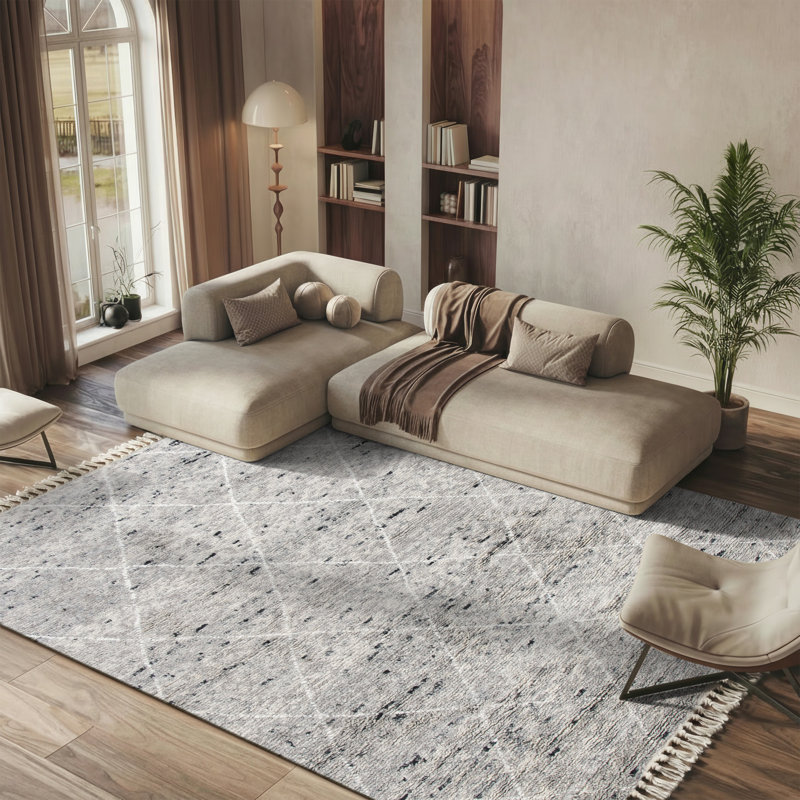 Meiners Hand Knotted Wool Geometric Rug, Rectangle 8' x 10'