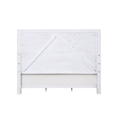 Grand lit Katia en lin gris clair, gris rustique et blanc vieilli