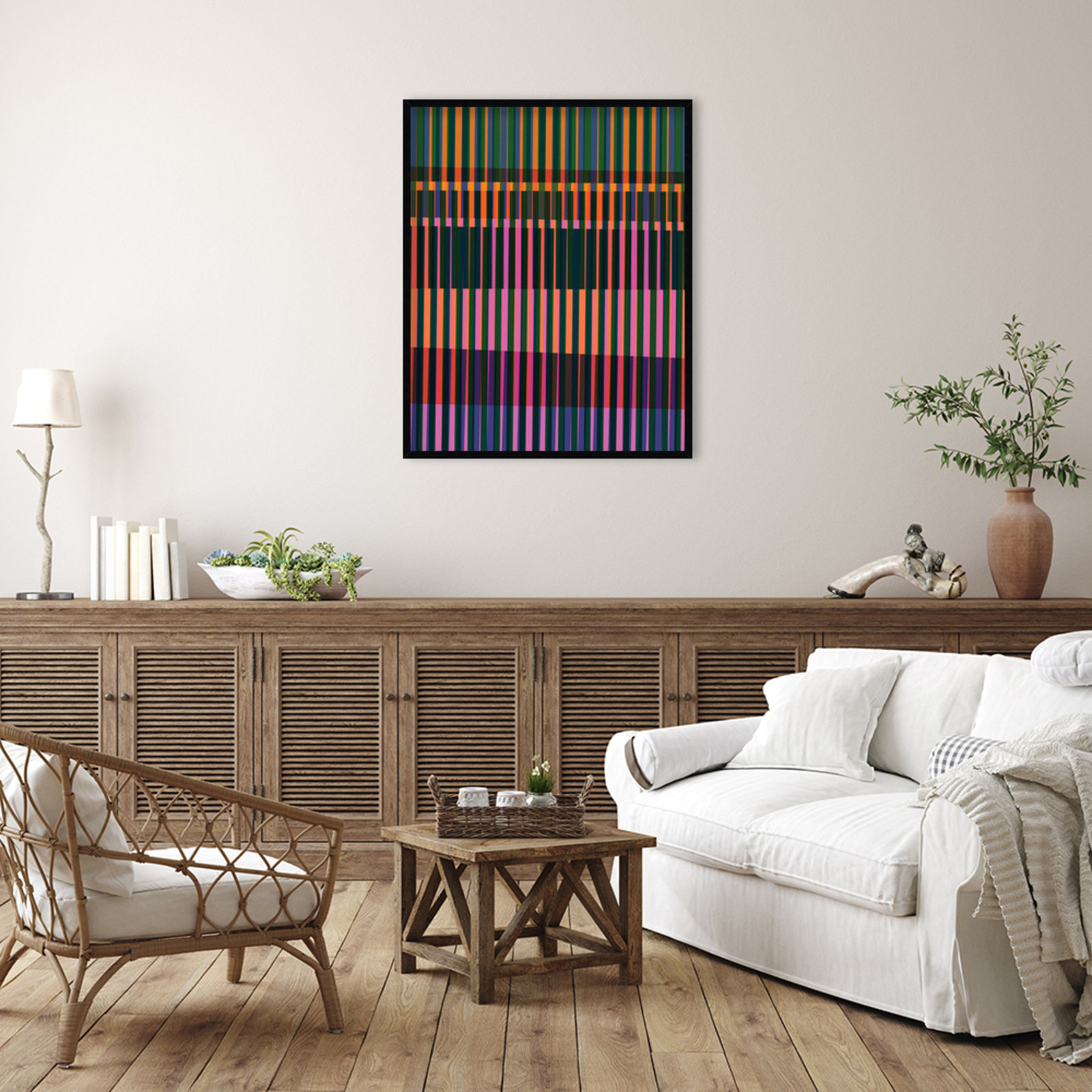 Amarillo "Abstract Lines 17" Print, Black, 41" H x 33" W