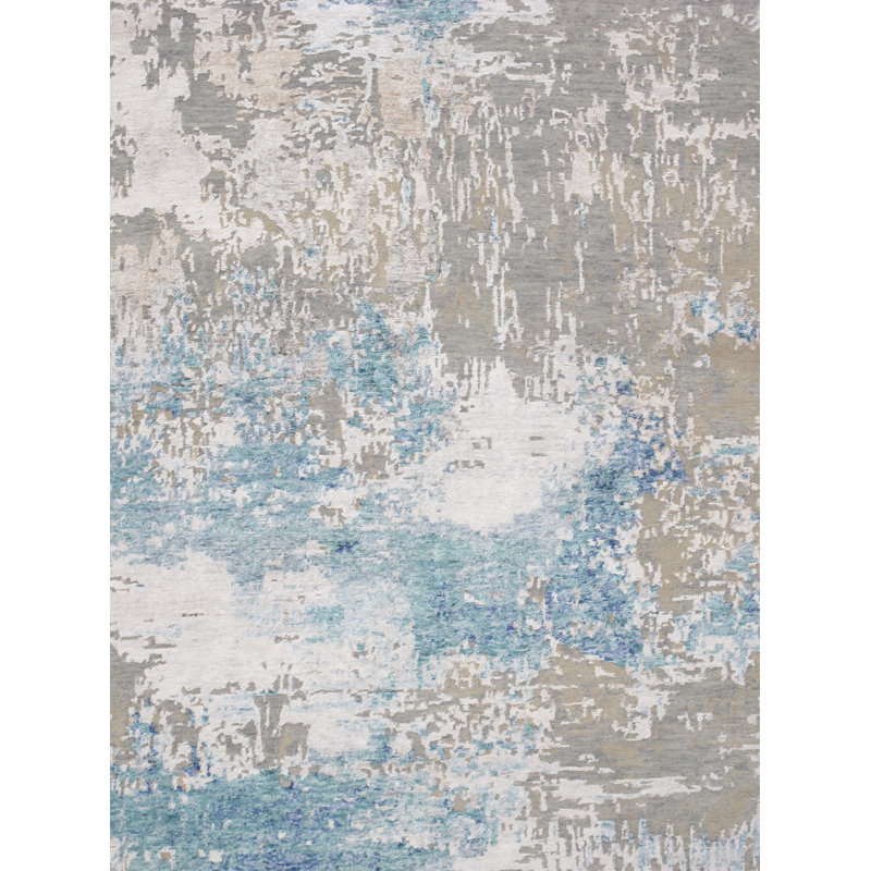 Modern Hand-Knotted Cream Area Rug