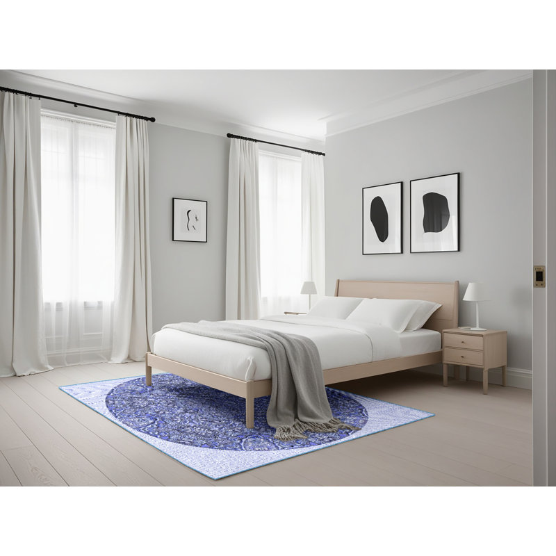 Tapis floral en laine mauve, Rectangle 5 pi x 7 pi