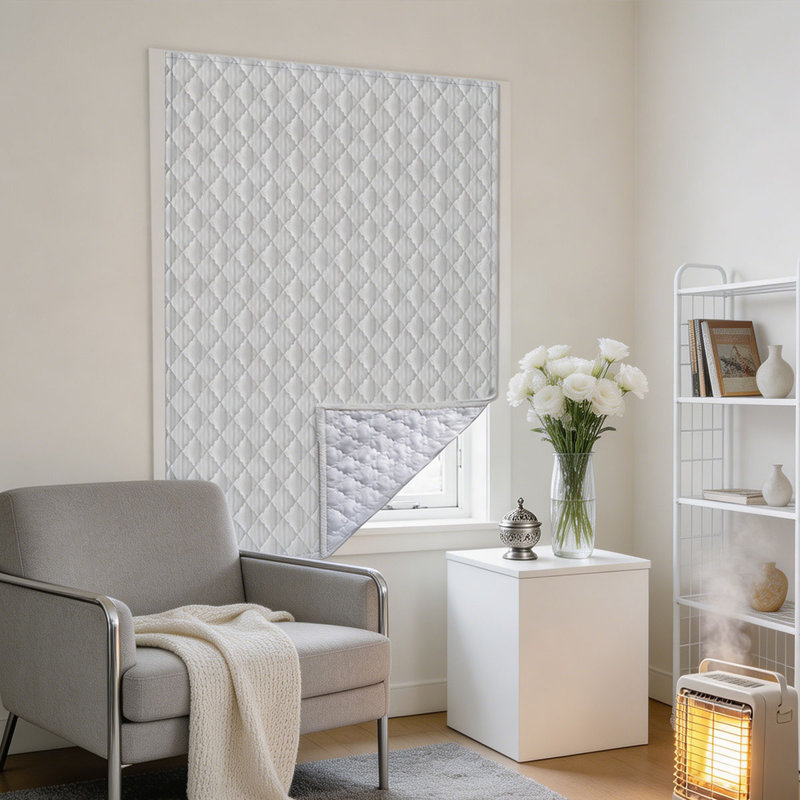 1 Panel Quilted Thermal Insulated Curtain, Beige Ogee Stitched Heavy Duty Window Drape, Noise Reducing, Cold & Heat Blocking, Energy Efficient, For Bedroom/Living Room