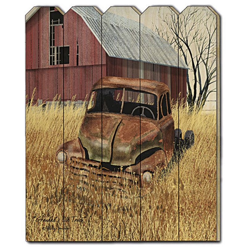 «Granddads Old Truck» par Billy Jacobs, art mural imprimé sur une clôture en bois