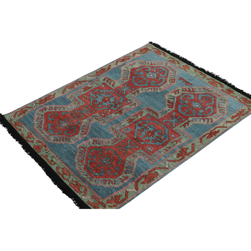 Tribal Rug In Red, Blue, Green Geometric Pattern By Rug & Kilim, Rectangle 6' x 8'