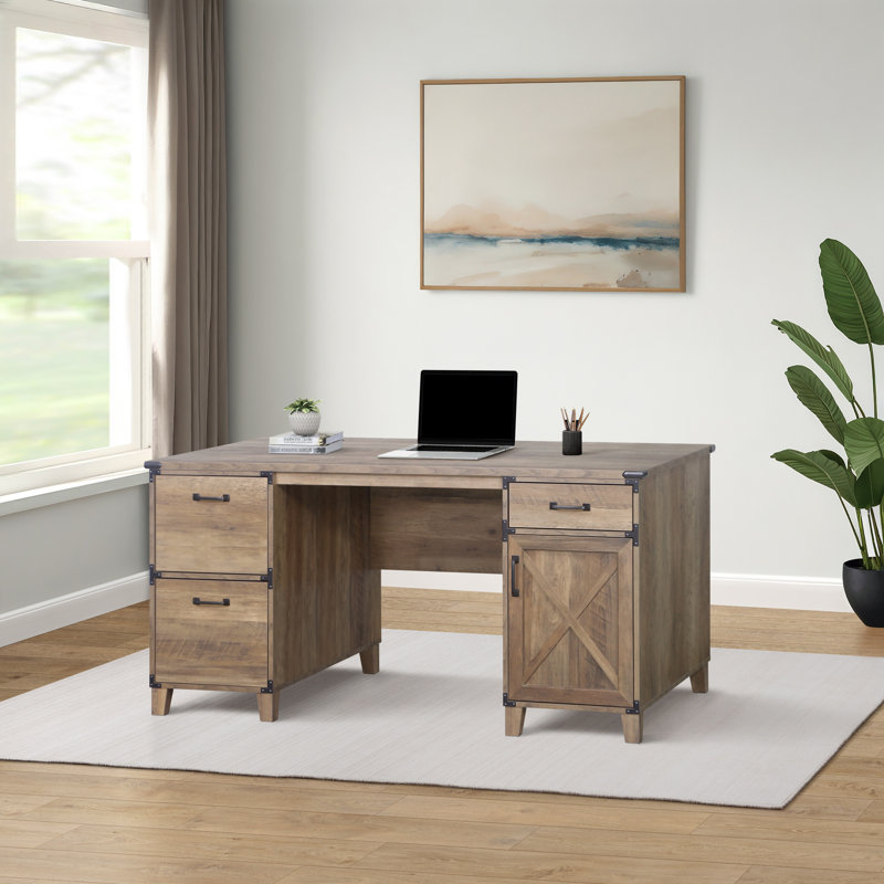 Cobden Oxford Farmhouse Executive Desk, Rustic Oak