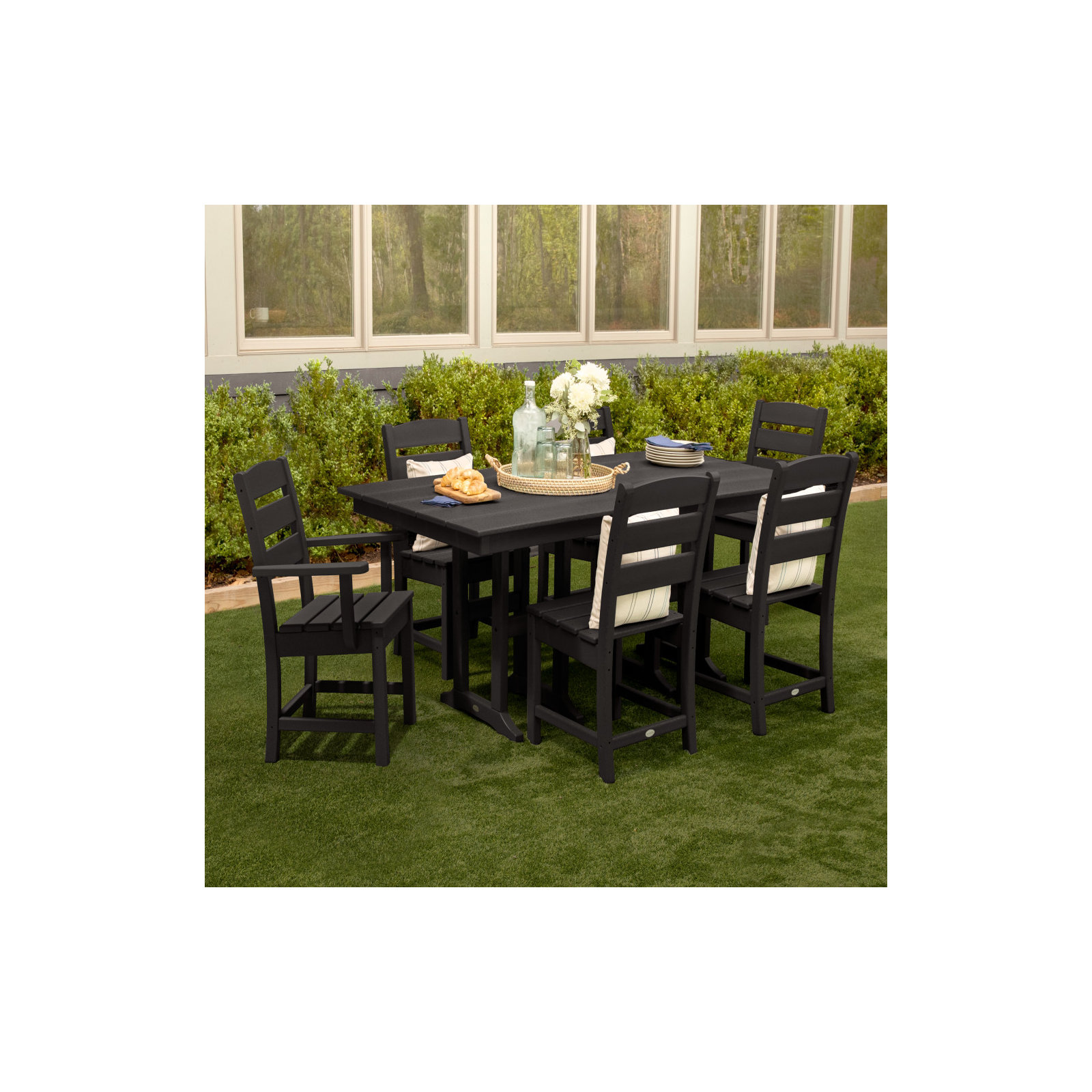 Lakeside 7-Piece Farmhouse Dining Set, Black