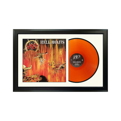 Slayer «Hell Awaits», disque encadré avec passe-partout blanc