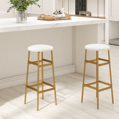 Ensemble de 2 tabourets de bar avec structure en métal robuste et repose-pieds pour îlot de cuisine