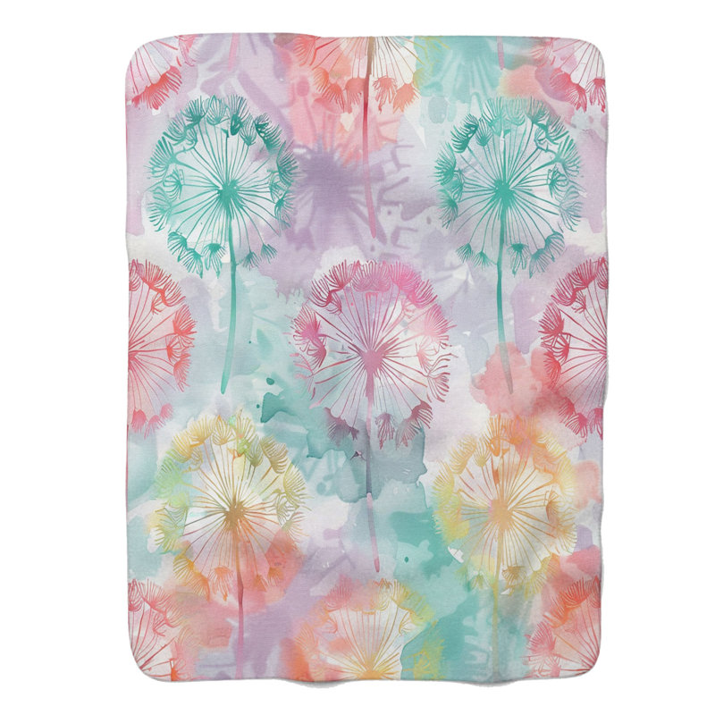 Dreamy Dandelion Patterns - 1 pièce Sherpa Premium, Grand lit