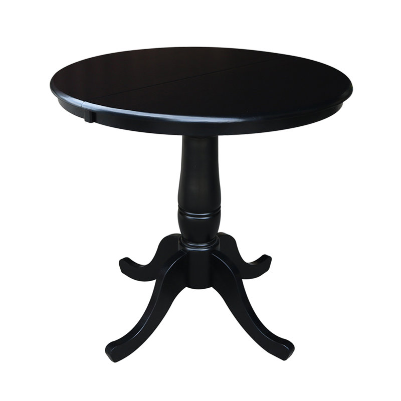 Ingbert Extendable Solid Wood Pedestal Dining Table, Black