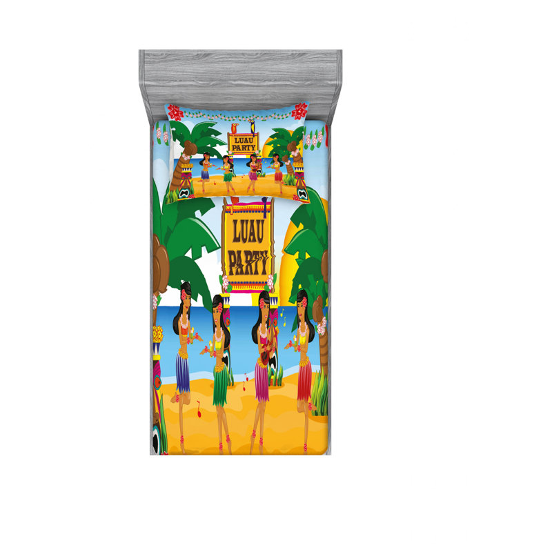 Ensemble de draps Hawaiian Luau Py, Ensemble de draps pour lit simple TG avec drap-hou
