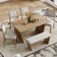 Ensemble de table de salle à manger 6 pièces pour 6, table de cuisine en bois de 60 po et 4 chaises avec banc et base en tréteaux-25564397