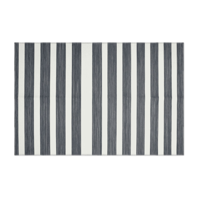 HorizontalStripes White Indoor and Outdoor Area Rug, Rectangle 3' x 5'