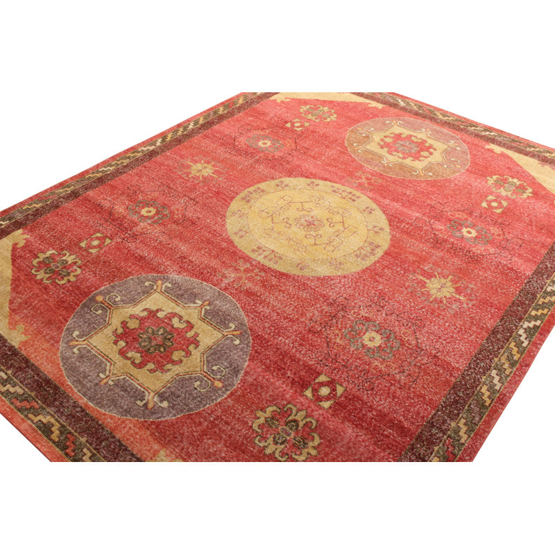 Distressed Homage Hand Knotted Wool Area Rug, Rectangle 9' x 12'