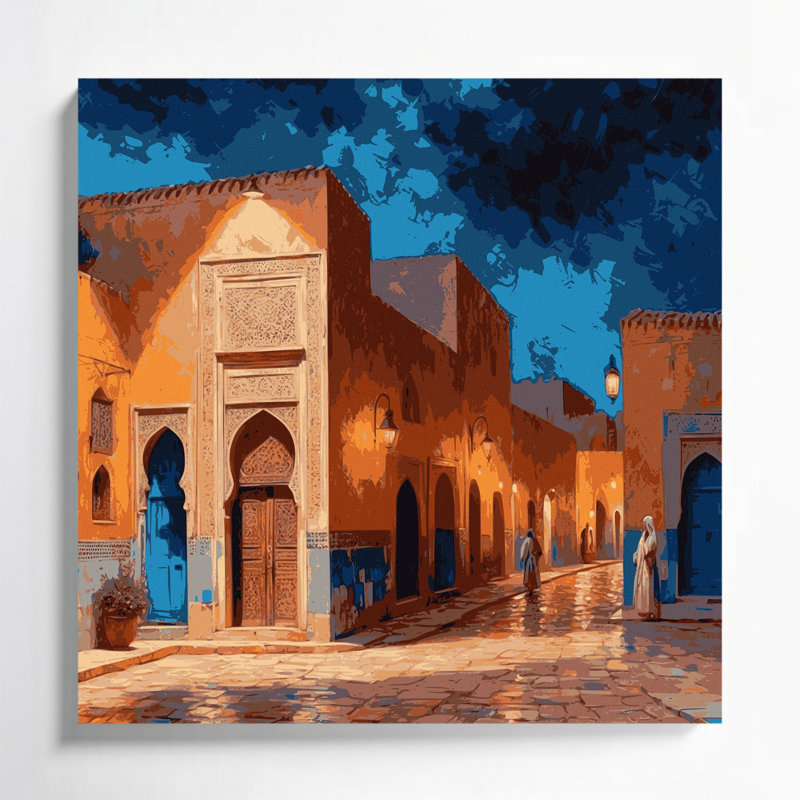 Art urbain sur toile, villes Casablanca, Maroc, H 12 po x l 12 po