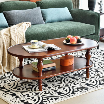 Solid wood coffee table with medieval design
