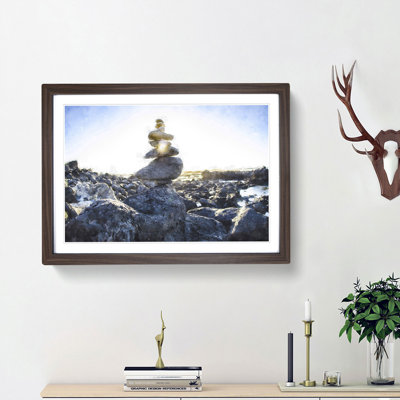 Rock Cairns with Sunlight - Framed Print