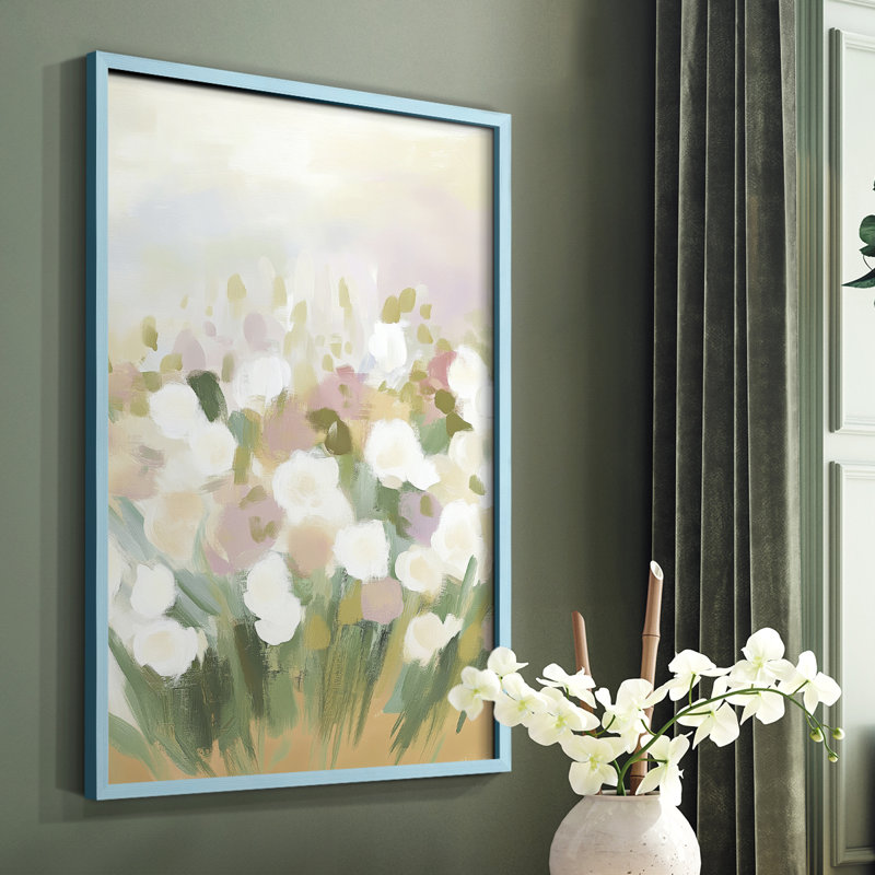 Impression florale encadrée XXXIV - prête à être suspendue - fabriquée aux États-Unis, Bleu, H 10 po x l 8 po