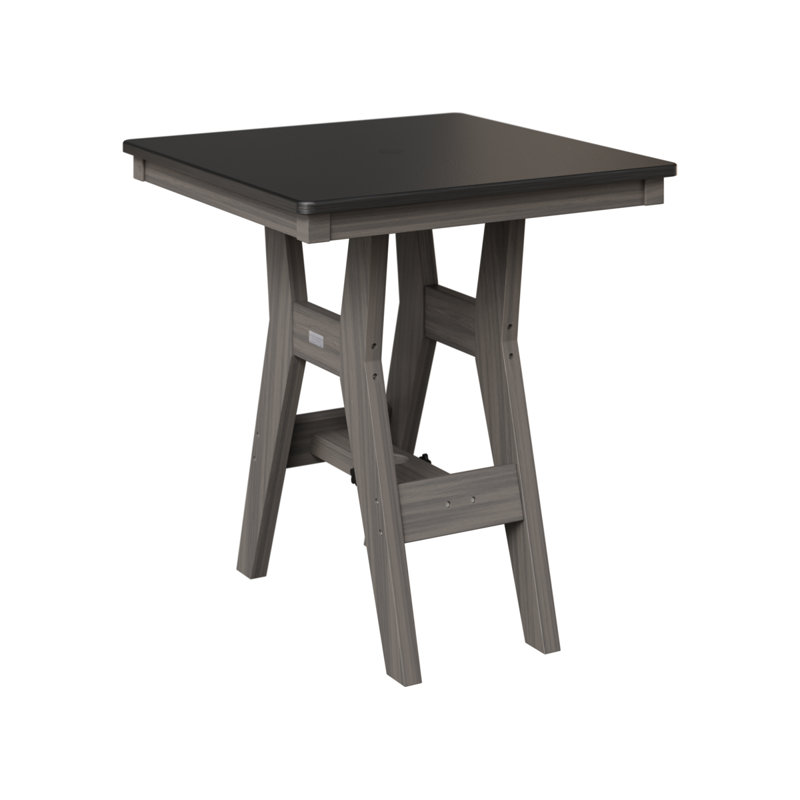 Table de bar carrée 28 po Berlin Gardens Harbor, H 38,87 po x l 28 po x P 28 po, Noir martelé, Gris côtier