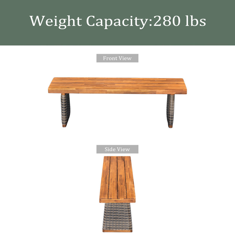 Banc d'extérieur en bois d'acacia 1Pcs