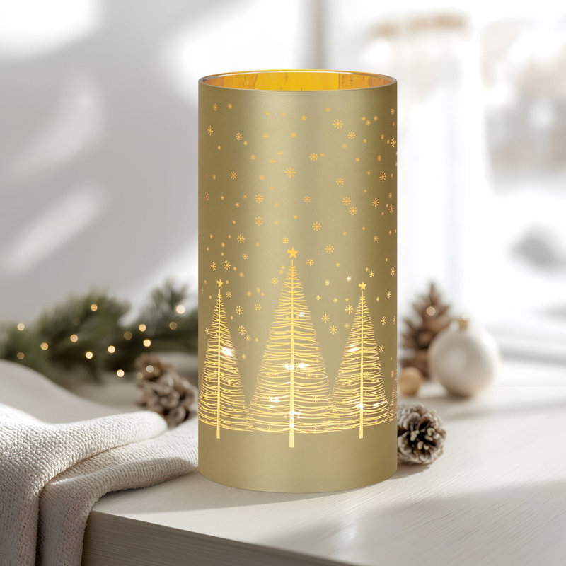 Guirlande de lumières dorées dorées en verre givré (8 pouces), H 8 po x l 4 po x P 4 po