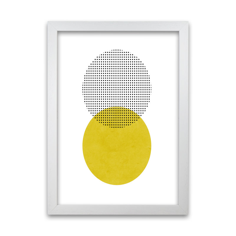 Mid Century Circles Original - Print, White Frame, 30cm H x 21cm W x 3cm D