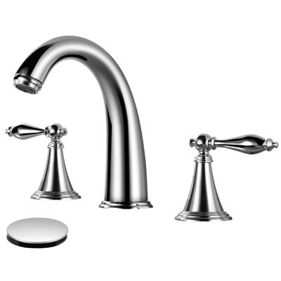 Robinet de salle de bain HGN Chrome 8 trous 3 trous, 2 poignées avec bonde escamotable