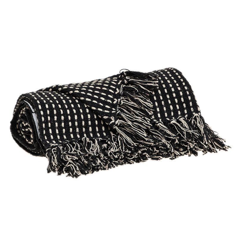  Jeté 100% coton Diamond, Black Striped