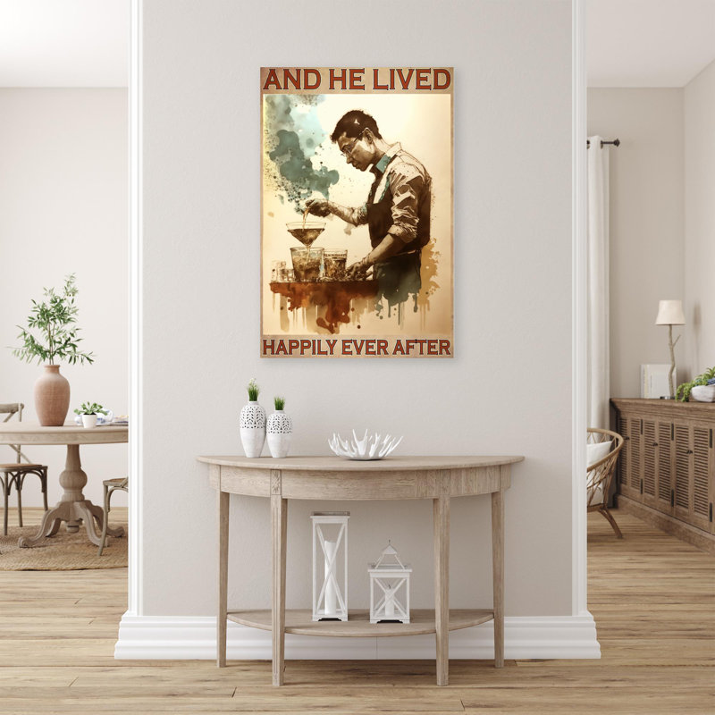«Bartender And He Lived Happily Ever After», impression sur toile, H 36 po x l 24 po x P 1,25 po