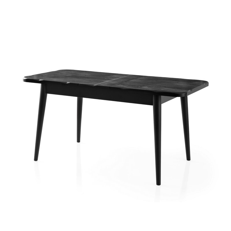 Modern Extendable Dining Table, Black, 51.2 x 31.5 x 29.5 inches (Extendable to 64.6 inches) | 100% Melamine Coated Fiberboard, Thickness: 0.7 inches | Durable Plastic Legs, Perfect for Small Spaces, Stylish & Functional Design