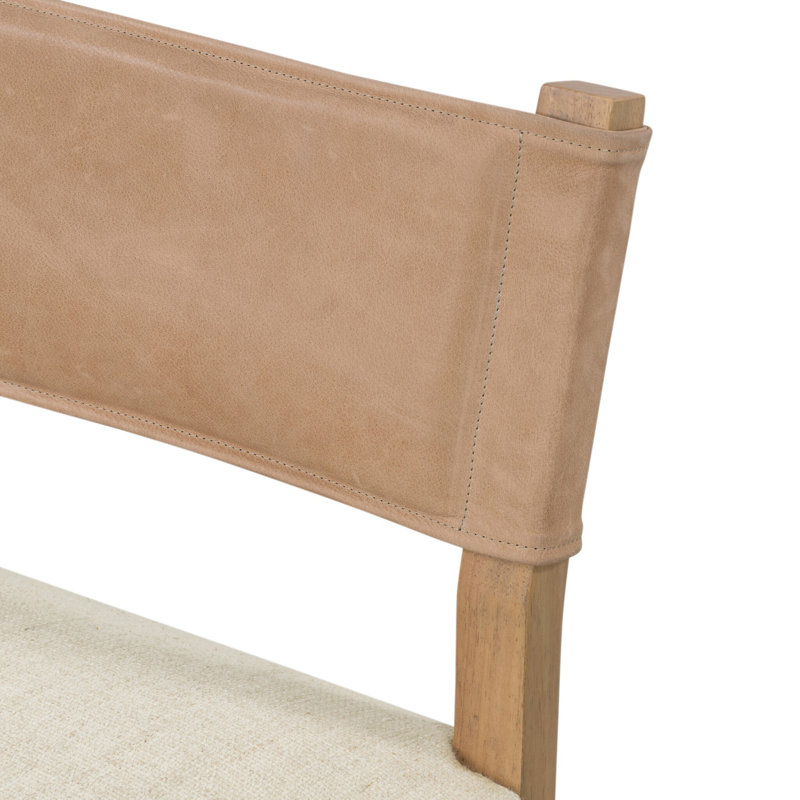 Side Chair in Charcoal, Polyester/Leather Winchester Beige, Natural