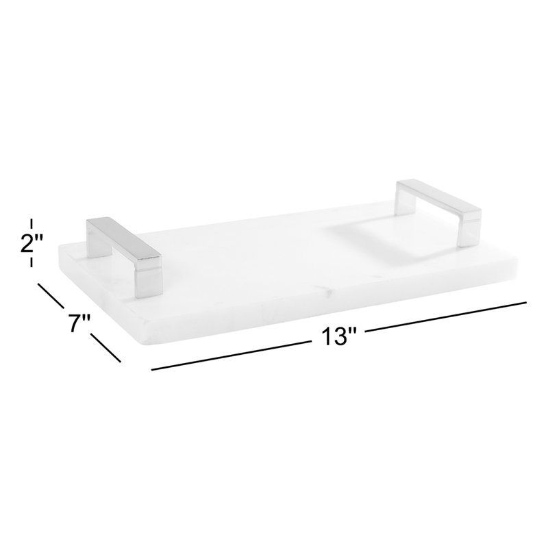 13" Long Marble Tray with Gold Handles