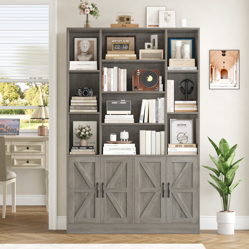 74.8" Tall 6-Tier Standard Storage Bookcase, Rustic Gray
