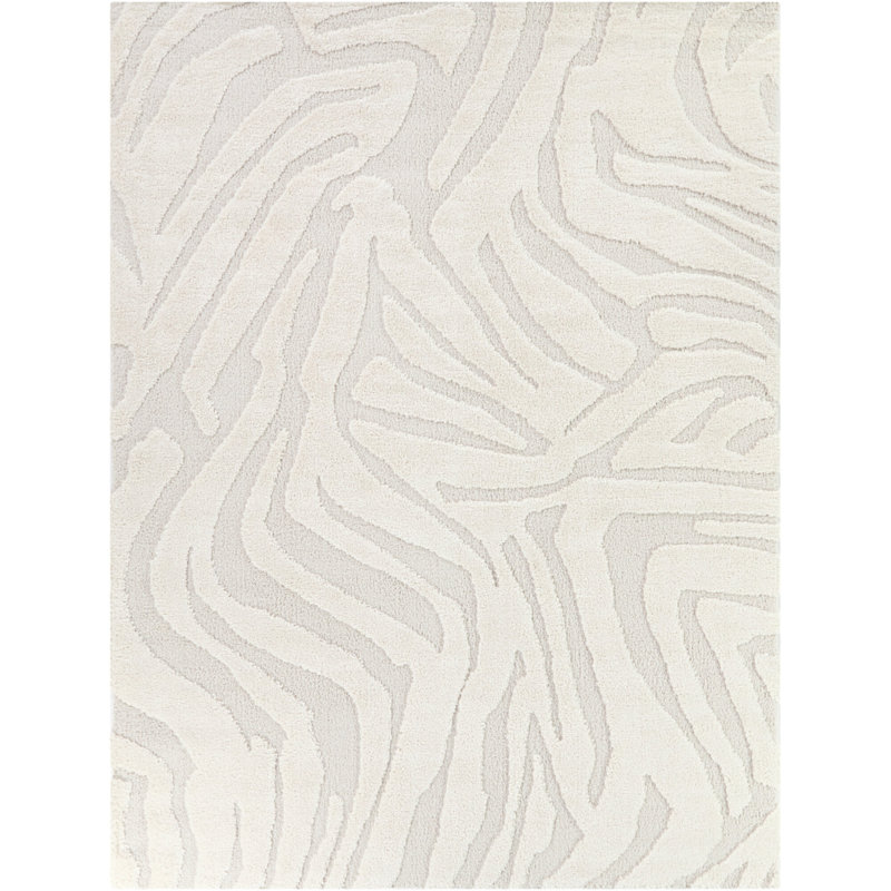 Wyon Cream Abstract Textured Area Rug, Rectangle 5'3" x 7'
