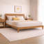 Cadre de lit très grand de qualité supérieure Woodmere avec tête de lit Symmetry, lit plateforme en bois massif, support de lattes en bois, pieds fuselés en bois massif, aucun sommier nécessaire, style Mid-Century moderne (noyer)-235483051-235483089-235483054