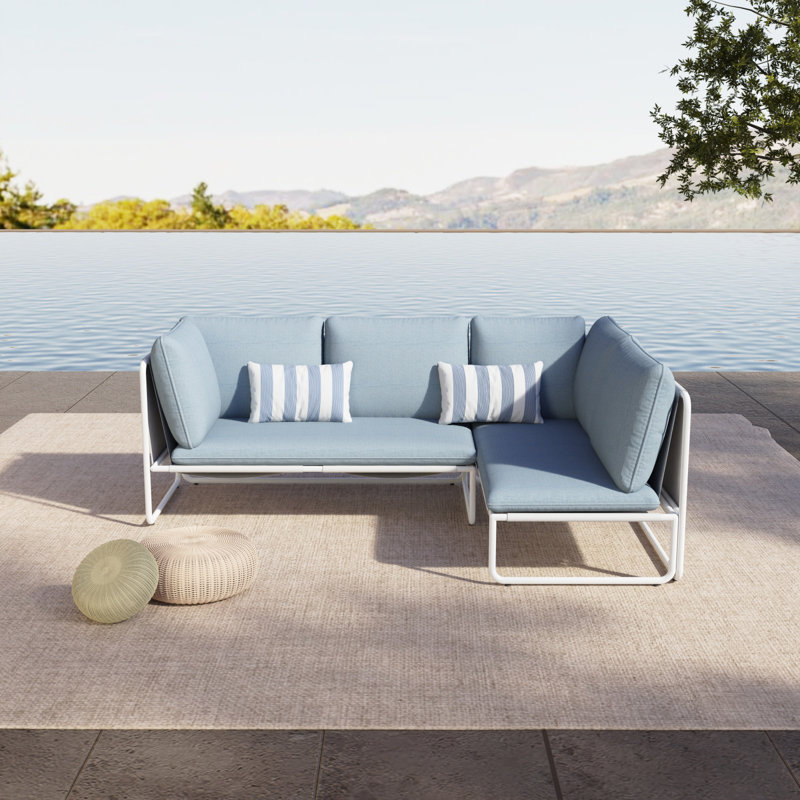 Ensemble de conversation modulaire en L pour canapé modulaire d'extérieur 2 pièces pour 4 meubles de patio en aluminium