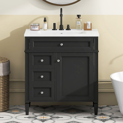 30'' Modern Bathroom Vanity With Top Sink, Ample Storage, And Durable Design For Efficient Space Utilization