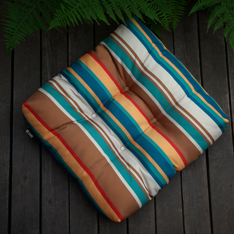 Coussin de siège de patio 19 po Bergholt W, Rayures Santa Fe