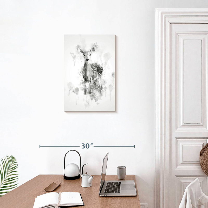 Brampt Deer Black And White, 24" H x 16" W