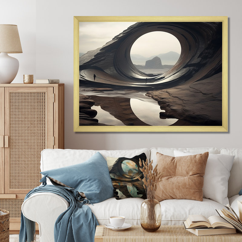 «Surréalisme esthétique Space Canyon III - Art mural surréalisme, Cadre flottant noir, H 12 po x l 20 po x P 1 po