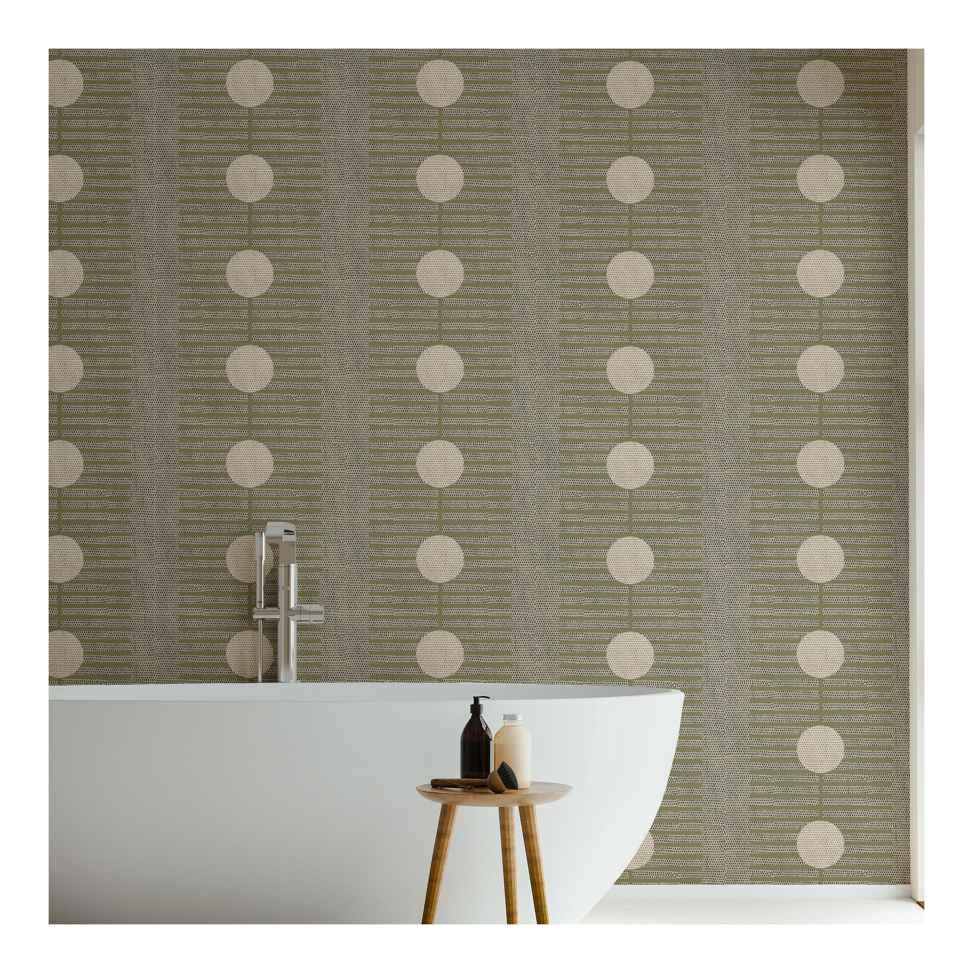 Nomalanga Peel & Stick Wallpaper Roll, Non-pasted, Olive/Linen